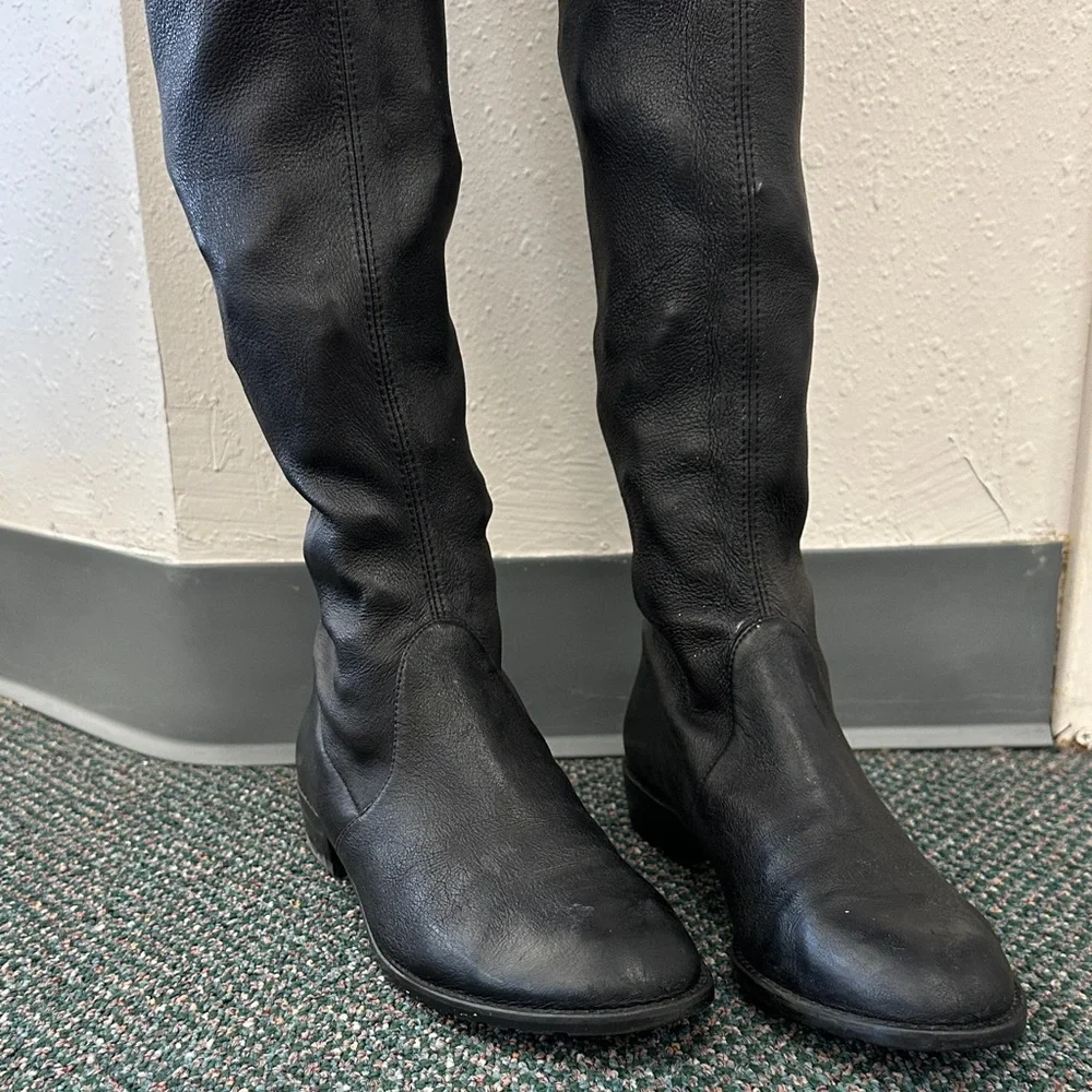 Stuart Weitzman Black Over-the-Knee Leather Boots
